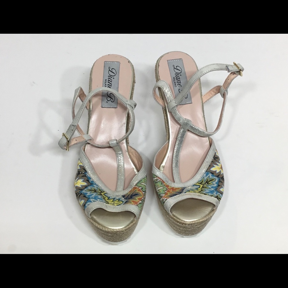 Floral Diane B for Milano Open Toe Wedge Sandal - Picture 2 of 8